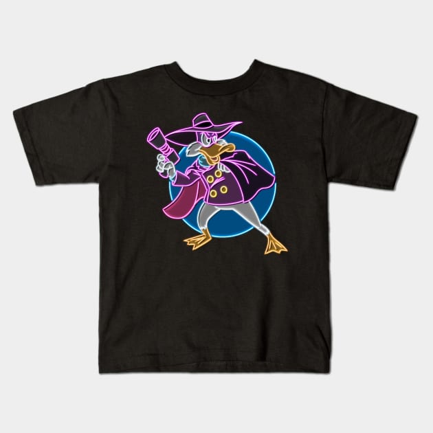 Darkwing neon color Kids T-Shirt by AlanSchell76